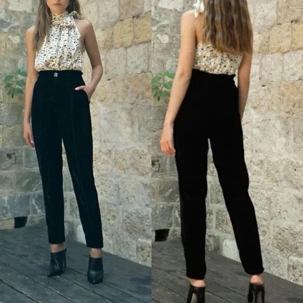 NWT sabina musayev Black High Waist velvet orpheus Small